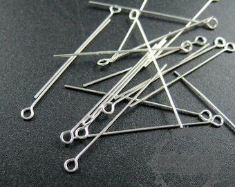 20pcs 0.5x30mm 24gauge solid 925 sterling silver loop pin 9 pin DIY jewelry supplies findings 1512011