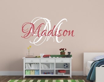 Baby Girl Nursery Wall Decal - Girls Name Wall Decal - Childrens Wall Decal - Monogram Wall Decal - Vinyl Lettering