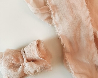 Soft Pink Hand Dyed Silk Chiffon Ribbon