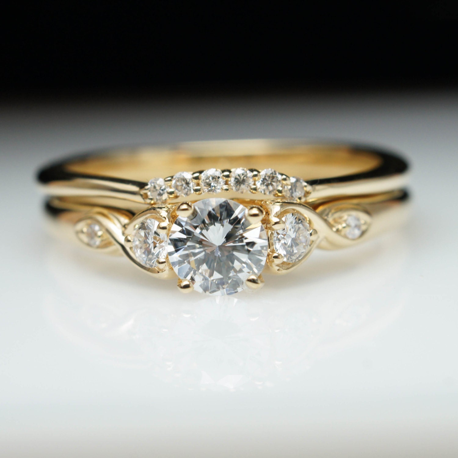 Vintage Antique Style Diamond Engagement Ring Wedding Band   Il Fullxfull.804778335 G853 