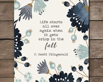 F. Scott Fitzgerald Fall Print, Wall print