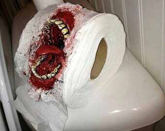 Zombie, zombie art, zombie sculpture, art, bloody, custom, custom art, Zombie style toilet paper "ZP"