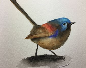 Original Watercolor Painting bird 5x7"