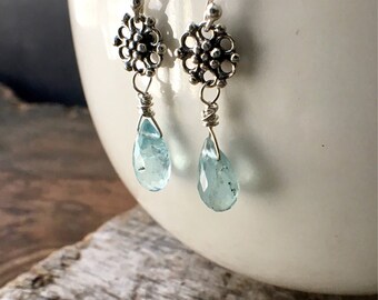 Aquamarine Earrings, Aquamarine Sterling Silver Earrings, March Birthstone