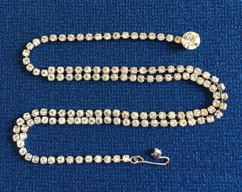 Brides Clear Rhinestone Necklace, Signed Kramer Choker, Vintage 1950s, Round Rhinestones, Something Old Bridal Wedding Jewelry