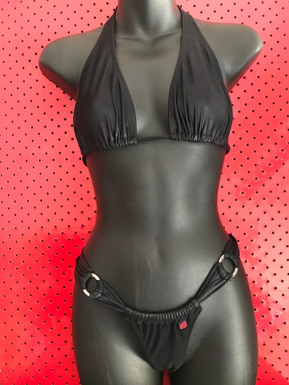 35%OFFSALE *** MissManeater ROCKNROLL long sliding halter top + RINGsliding soft band brazilian pant! ***MICRO coverage!