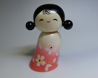 Japanese Kokeshi Wooden doll Artist work Aoki Ryoka Ryouka Signed H10cm 4" 100g