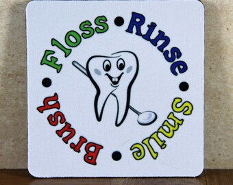 Dental Theme Coaster, Dentist Thank You Gift, Dental Hygiene, Gift for Hygienist, Gift for Dentist, Table Protection, Dentist Office Gift