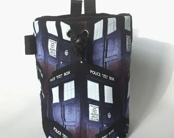 Tardis Rock Climbing Chalk Bag, Dr Who, Zipper Pocket Opt