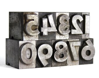 NUMBERS - 48pt Vintage Metal Letterpress (Bernhard Gothic Bold)