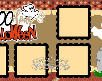 Scrapbook Page Kit Halloween FaBOOlous Halloween Ghost Boy Girl 2 page Scrapbook Layout Kit 09