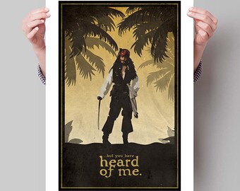 PIRATES of the CARIBBEAN Inspired Captain Jack Sparrow Minimalist Movie Poster Print - 13"x19" (33x48 cm)