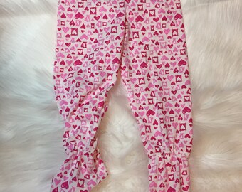 GIRL'S knit FOOTED PAJAMA pants, size 2T, footed pajama pants, toddler pajamas, Children's footed pajamas