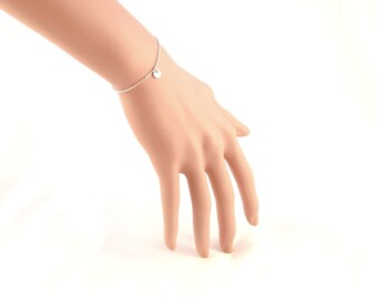 Minimalist Silver Bracelet - Sterling Silver Thin Chain Bracelet with Fine Silver Charm - Everyday Bracelet - Gift For Her