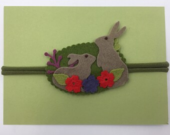Bunnies With Flowers Headband