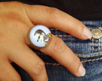 Personalized Adjustable Ring with 20mm Glass Cabochon Photo Jewelry Photo Ring Round Ring Your Image on a Ring