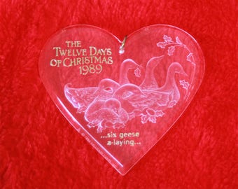 Hallmark Twelve Days of Christmas Six Geese A Laying 6th in seriesAcrylic ornament Vintage 1989