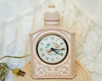 Pink Clock/Sessions/Electric Clock/Vintage Pink Clock/Sessions Clock/Pink Alarm Clock/Ceramic Clock/Bedside Clock/Vintage Sessions Clock