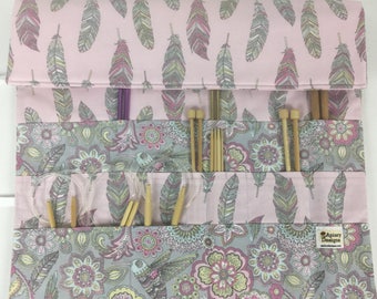 Feather Knitting Needle Organizer. Large Knitting Needle Roll. Gift for Knitters. Knitting Needle Case. Knitting Needle Holder. RTS.