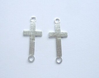 2 pcs sterling silver sideway cross connector, link(24x10mm)
