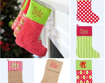 Christmas Stockings - Personalized Stocking - Monogrammed Stocking- Name or Initials