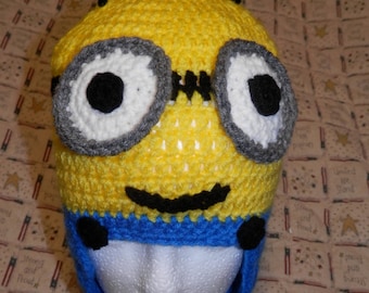 Minion inspired earflap hat