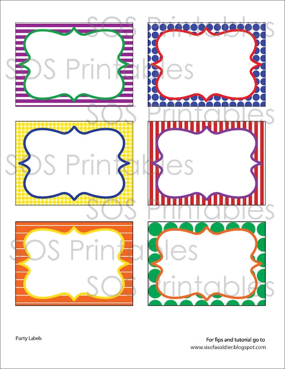 Primary Color Labels Printable PDF Editable Labels