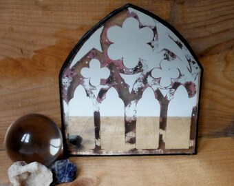 Etched mirror stained glass pattern