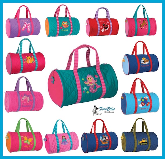 Stephen Joseph Quilted Duffel Bag, Children's Personalized Duffel Bag, Princess, Sports, Owl, Pirate, Butterfly, Airplane, Mermaid.