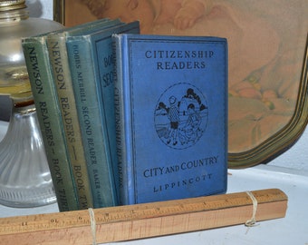 Set of Vintage Blue and Green Books, 1924, (2) 1927, 1930