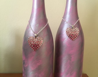 Valentine's painted wine bottle