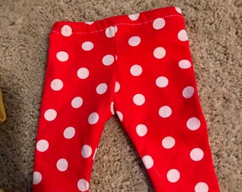 18" Doll red and white polka dot leggings