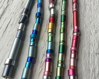 Long bead knitting needle bracelet