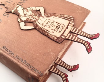 Wicked Witch Bookmark - Ruby Slippers Bookmark - Witch Legs Bookmark - Original Witch Bookmark - Wooden bookmark