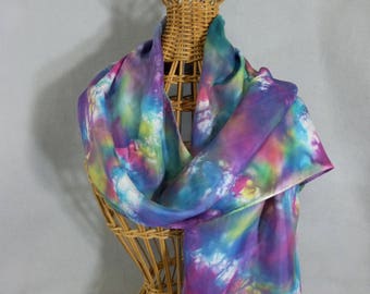 Silk Scarf "Rainbow Gala", Hand Painted Silk Scarf, Rainbow Scarf