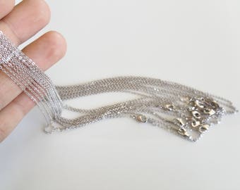 10 Dainty Silver Bulk Chain Necklace, silver chain Necklace, Silver Chain Supply, Flat Cable Chain, Bulk 230's Chain, 1CH-SP-10