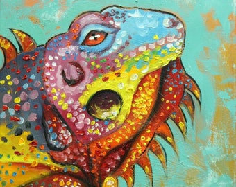 Lizard 7 12x12 inch original oil painting by Roz