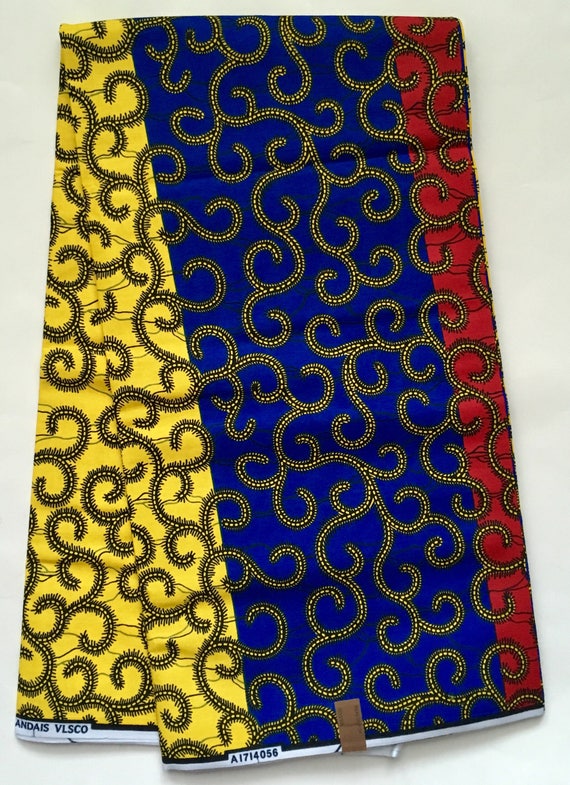 African Print Fabric/Ankara Blue Yellow Red Primary