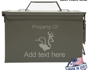 Duck Fish Deer Custom Engraved 30/50 Cal Ammo Can Personalized Dad Gift Cool Guy Gifts Father's Day Gift Grandpa Gift Groomsmen Hunter