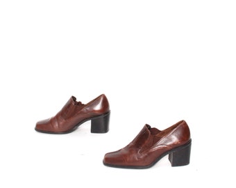 size 8.5 CHELSEA brown leather 80s 90s MINIMAL slip on ankle boots