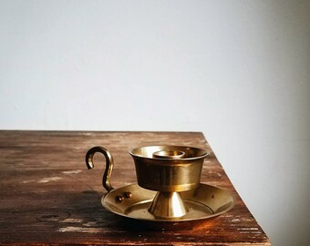 Vintage Brass Candlestick Holder, Vintage Chamberstick
