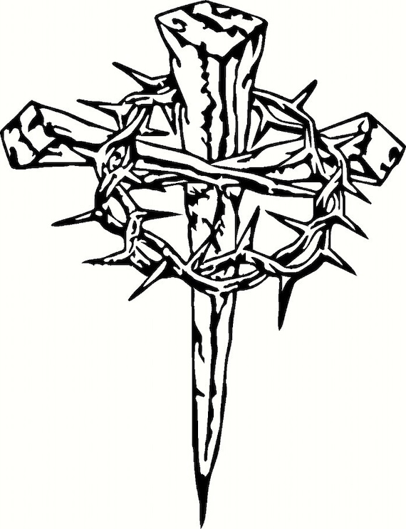 Vinyl Cross With Crown Of Thorns   Il 570xN.499483650 13ne 