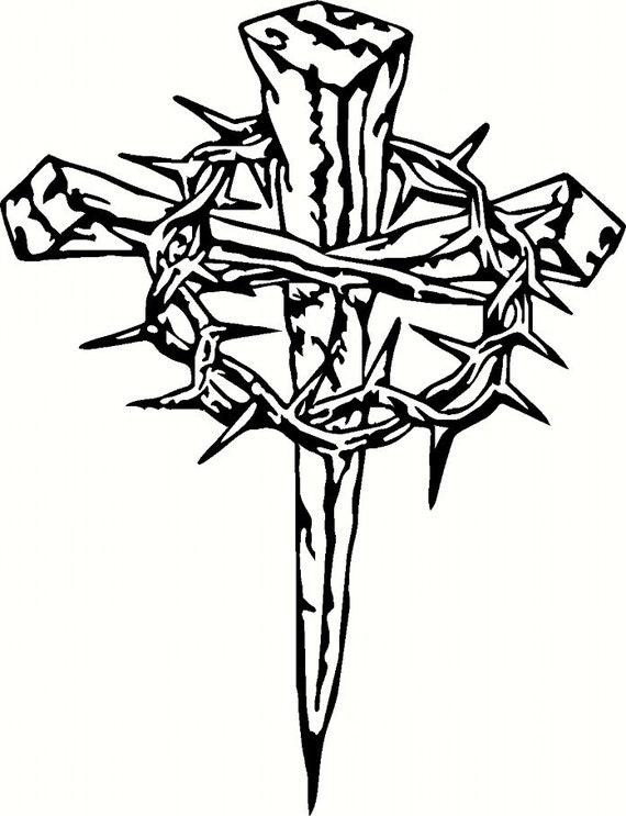 Vinyl Cross with Crown of Thorns