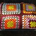 Vintage Crocheted Afghan - Granny Squares - Brilliant Fall Colors - Bedspread - Blanket