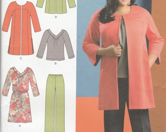 Simplicity 1938 Womens Dress, Tunic Top in Variations Jacket and Pants Size 10,12,14,16,18 UNCUT Khaliah Ali