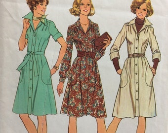 Simplicity 7048 misses shirtwaist dress size 8 bust 31 1/2 vintage 1970's sewing pattern
