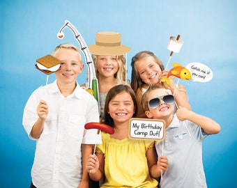 Camping Outdoors Photo Booth Kit/ Camping Party Photo Booth Kit/ Outdoors Fun Photo Booth Props Kit