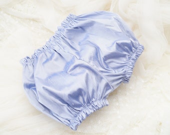 Baby bloomers, baby girl bloomers, blue bloomers, Silk lace bloomers, baby clothing, baby shorts