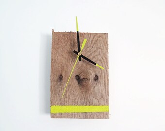 Pallet Wood Clock with Lime Green