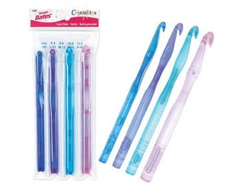 Susan Bates Crystalites Large Crochet Hooks L-P 12409 fnt